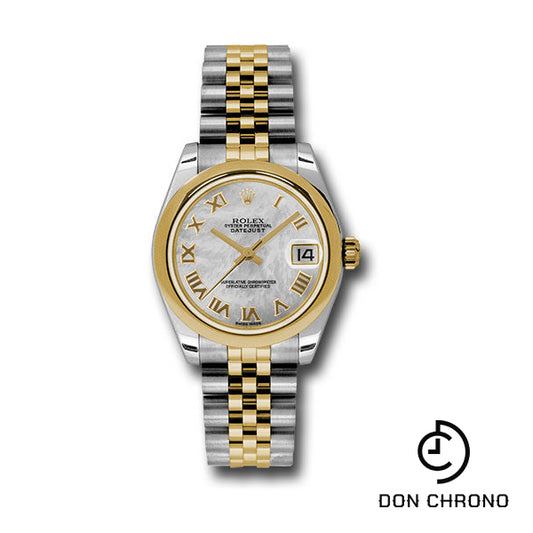 Rolex Steel and Yellow Gold Datejust 31 Watch - Domed Bezel - Mother-Of-Pearl Roman Dial - Jubilee Bracelet - 178243 mrj