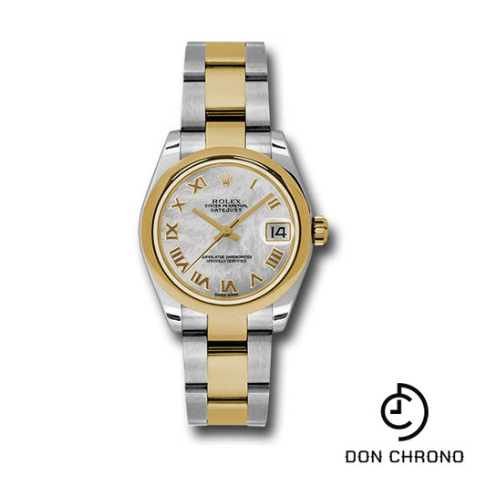 Rolex Steel and Yellow Gold Datejust 31 Watch - Domed Bezel - Mother-Of-Pearl Roman Dial - Oyster Bracelet - 178243 mro