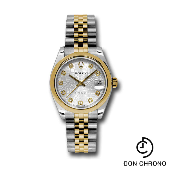 Rolex Steel and Yellow Gold Datejust 31 Watch - Domed Bezel - Silver Jubilee Diamond Dial - Jubilee Bracelet - 178243 sjdj