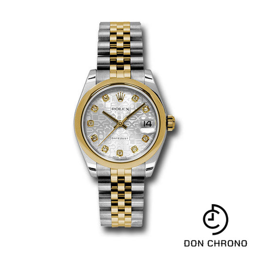 Rolex Steel and Yellow Gold Datejust 31 Watch - Domed Bezel - Silver Jubilee Diamond Dial - Jubilee Bracelet - 178243 sjdj