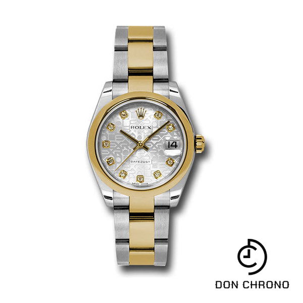 Rolex Steel and Yellow Gold Datejust 31 Watch - Domed Bezel - Silver Jubilee Diamond Dial - Oyster Bracelet - 178243 sjdo