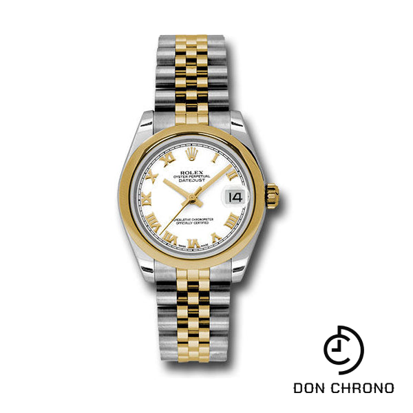 Rolex Steel and Yellow Gold Datejust 31 Watch - Domed Bezel - White Roman Dial - Jubilee Bracelet - 178243 wrj