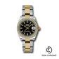 Rolex Steel and Yellow Gold Datejust 31 Watch - 46 Diamond Bezel - Black Index Dial - Oyster Bracelet - 178383 bkio