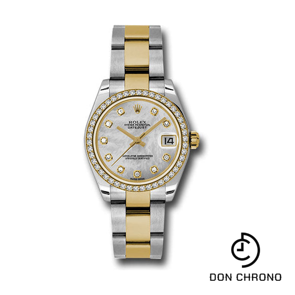 Rolex Steel and Yellow Gold Datejust 31 Watch - 46 Diamond Bezel - Mother-Of-Pearl Diamond Dial - Oyster Bracelet - 178383 mdo