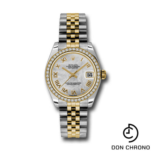 Rolex Steel and Yellow Gold Datejust 31 Watch - 46 Diamond Bezel - Mother-Of-Pearl Roman Dial - Jubilee Bracelet - 178383 mrj