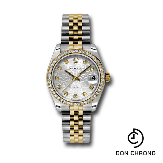 Rolex Steel and Yellow Gold Datejust 31 Watch - 46 Diamond Bezel - Silver Jubilee Diamond Dial - Jubilee Bracelet - 178383 sjdj