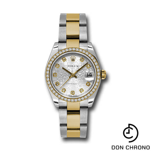 Rolex Steel and Yellow Gold Datejust 31 Watch - 46 Diamond Bezel - Silver Jubilee Diamond Dial - Oyster Bracelet - 178383 sjdo