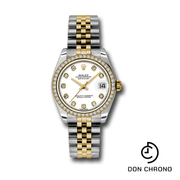 Rolex Steel and Yellow Gold Datejust 31 Watch - 46 Diamond Bezel - White Diamond Dial - Jubilee Bracelet - 178383 wdj