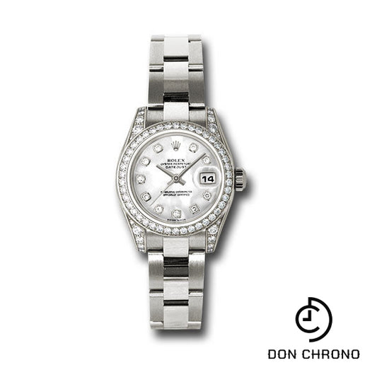 Rolex White Gold Lady-Datejust 26 Watch - 42 Diamond Bezel - Mother-Of-Pearl Diamond Dial - Oyster Bracelet - 179159 mdo