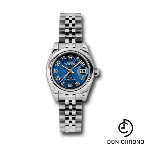 Rolex Steel Lady-Datejust 26 Watch - Domed Bezel - Blue Concentric Circle Arabic Dial - Jubilee Bracelet - 179160 blcaj
