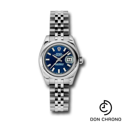 Rolex Steel Lady-Datejust 26 Watch - Domed Bezel - Blue Index Dial - Jubilee Bracelet - 179160 bsj