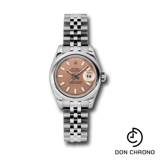 Rolex Steel Lady-Datejust 26 Watch - Domed Bezel - Pink/Copper Index Dial - Jubilee Bracelet - 179160 psj