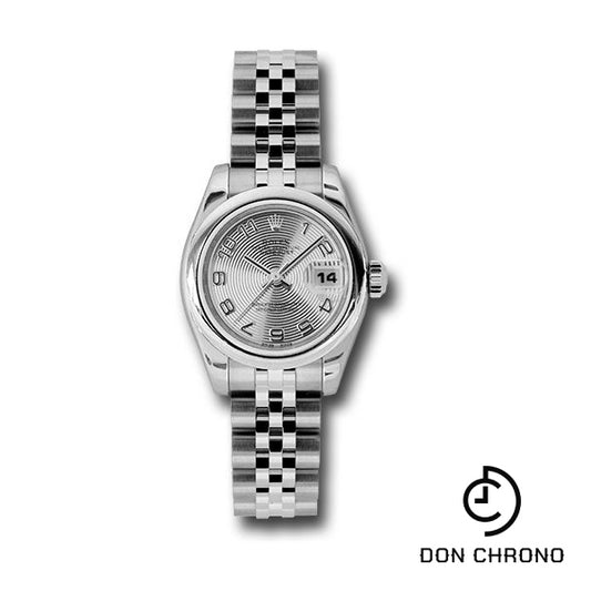 Rolex Steel Lady-Datejust 26 Watch - Domed Bezel - Silver Concentric Arabic Dial - Jubilee Bracelet - 179160 scaj