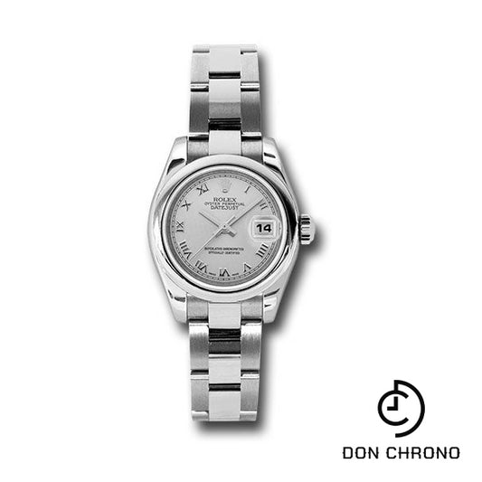 Rolex Steel Lady-Datejust 26 Watch - Domed Bezel - Silver Roman Dial - Oyster Bracelet - 179160 sro