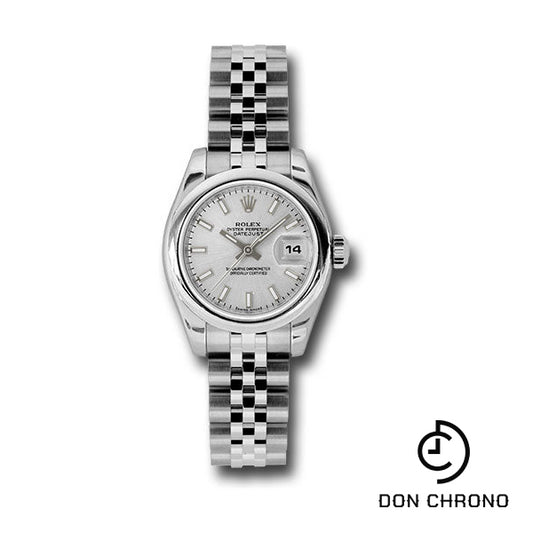 Rolex Steel Lady-Datejust 26 Watch - Domed Bezel - Silver Index Dial - Jubilee Bracelet - 179160 ssj