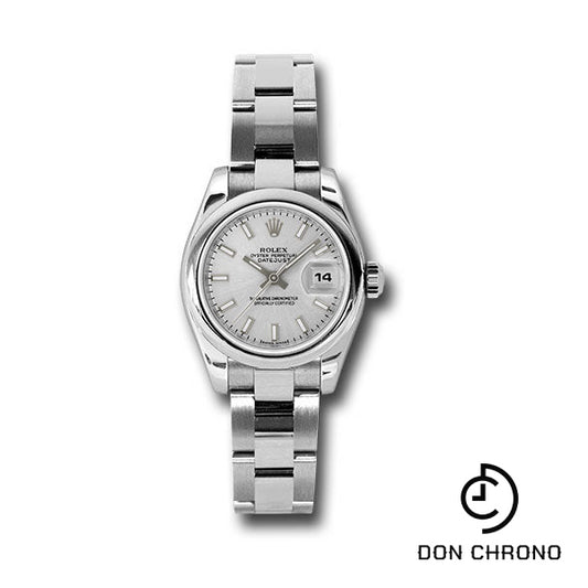 Rolex Steel Lady-Datejust 26 Watch - Domed Bezel - Silver Index Dial - Oyster Bracelet - 179160 sso