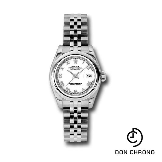 Rolex Steel Lady-Datejust 26 Watch - Domed Bezel - White Roman Dial - Jubilee Bracelet - 179160 wrj