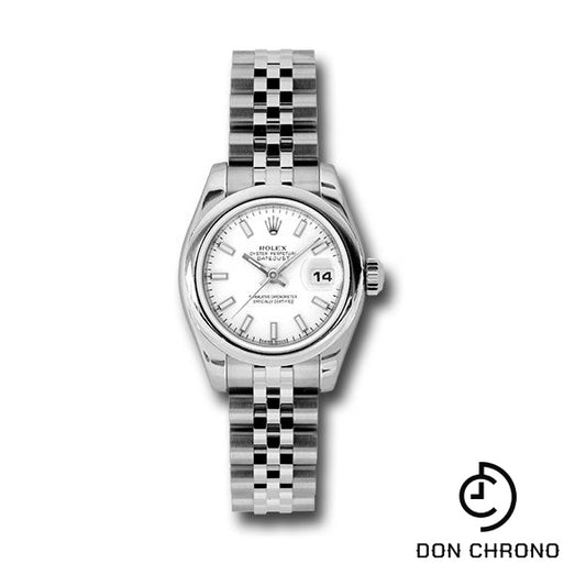 Rolex Steel Lady-Datejust 26 Watch - Domed Bezel - White Index Dial - Jubilee Bracelet - 179160 wsj