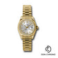 Rolex Yellow Gold Lady-Datejust 26 Watch - Fluted Bezel - Silver Diamond Dial - President Bracelet - 179178 sdp