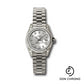 Rolex White Gold Lady-Datejust 26 Watch - Fluted Bezel - Silver Diamond Dial - President Bracelet - 179239 sdp