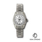 Rolex White Gold Lady-Datejust 26 Watch - Fluted Bezel - Silver Jubilee Diamond Dial - President Bracelet - 179239 sjdp