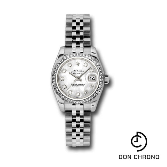 Rolex Steel and White Gold Lady-Datejust 26 Watch - 46 Diamond Bezel - Mother-Of-Pearl Diamond Dial - Jubilee Bracelet - 179384 mdj