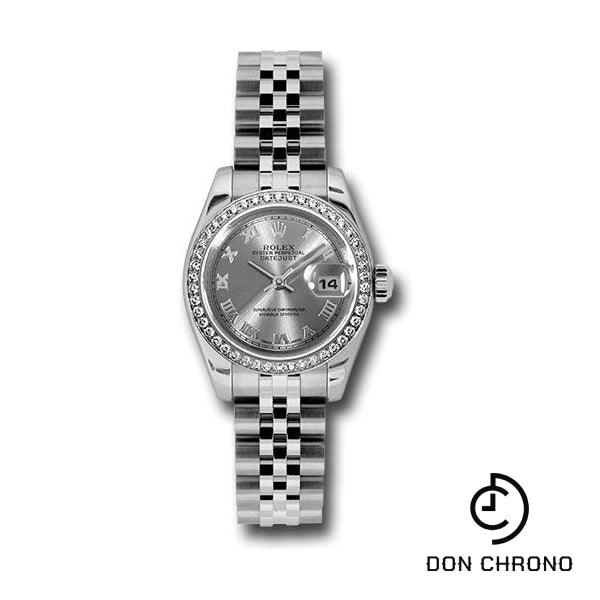 Rolex Steel and White Gold Lady Datejust 26 Watch - 46 Diamond Bezel - Rhodium Roman Dial - Jubilee Bracelet - 179384 rrj