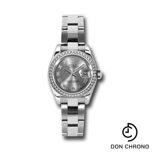 Rolex Steel and White Gold Lady Datejust 26 Watch - 46 Diamond Bezel - Rhodium Roman Dial - Oyster Bracelet - 179384 rro