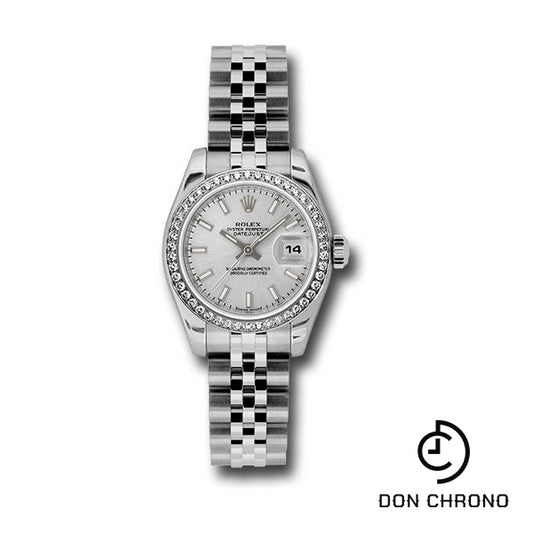 Rolex Steel and White Gold Lady-Datejust 26 Watch - 46 Diamond Bezel - Silver Index Dial - Jubilee Bracelet - 179384 sij