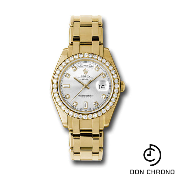 Rolex Yellow Gold Day-Date Special Edition 39 Watch - 40 Diamond Bezel - Silver Diamond Dial - 18948 sd