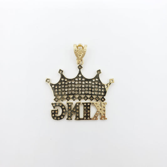 14K Gold- CZ "King" Crown Pendant