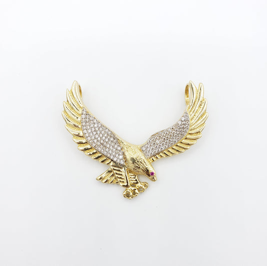 14K Gold- Eagle (Partial CZ) Pendant