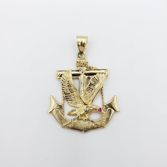 14K Gold- Anchor Cross with Eagle