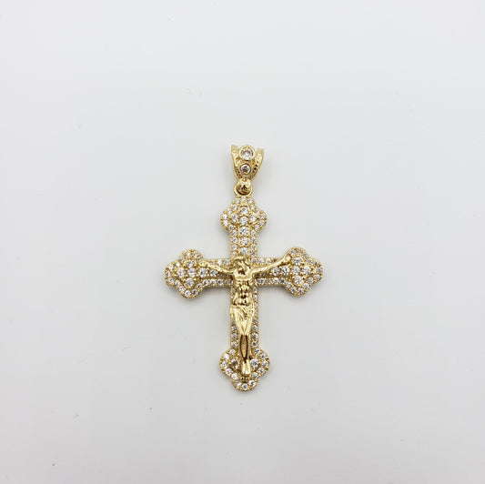 14K Gold- Jesus Clover Cross Pendant