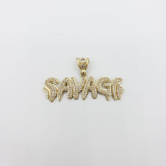 14K Gold- "SAVAGE" Pendant