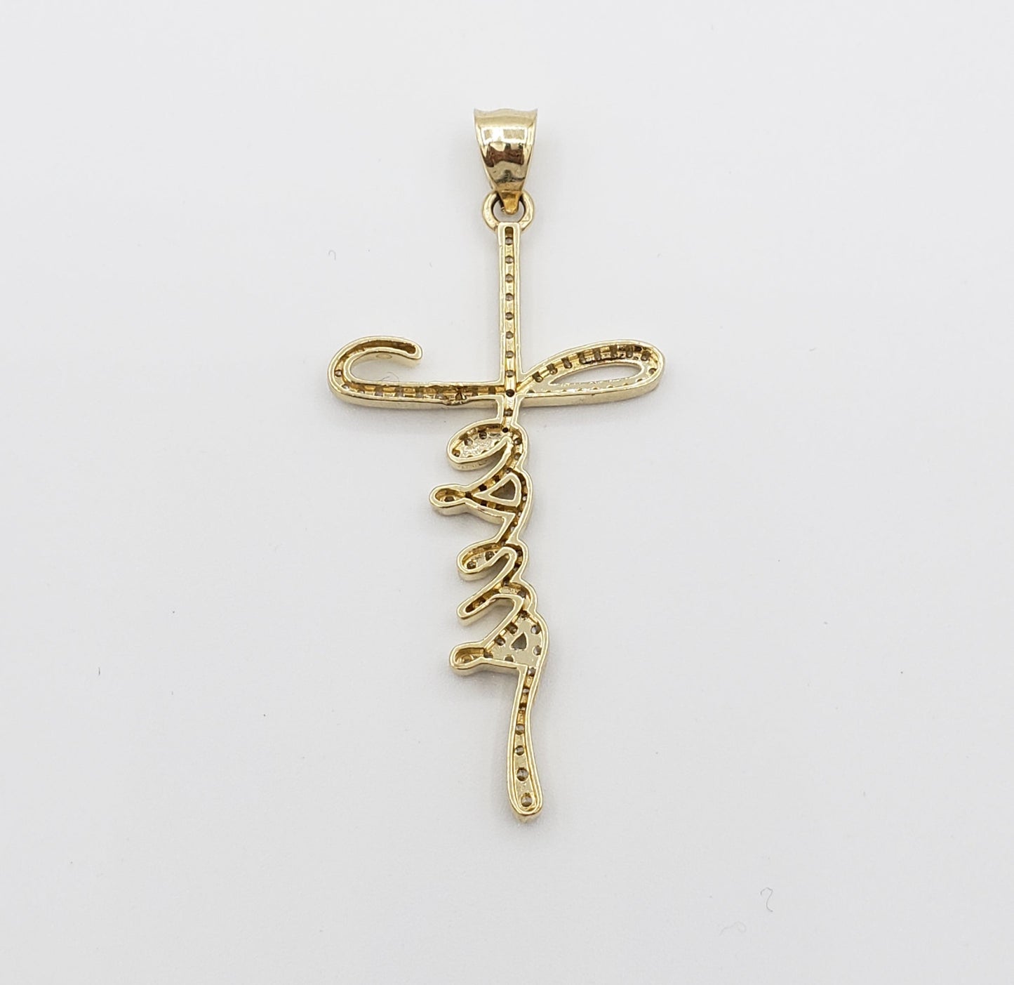 14K Gold- "JESUS" Cross Pendant