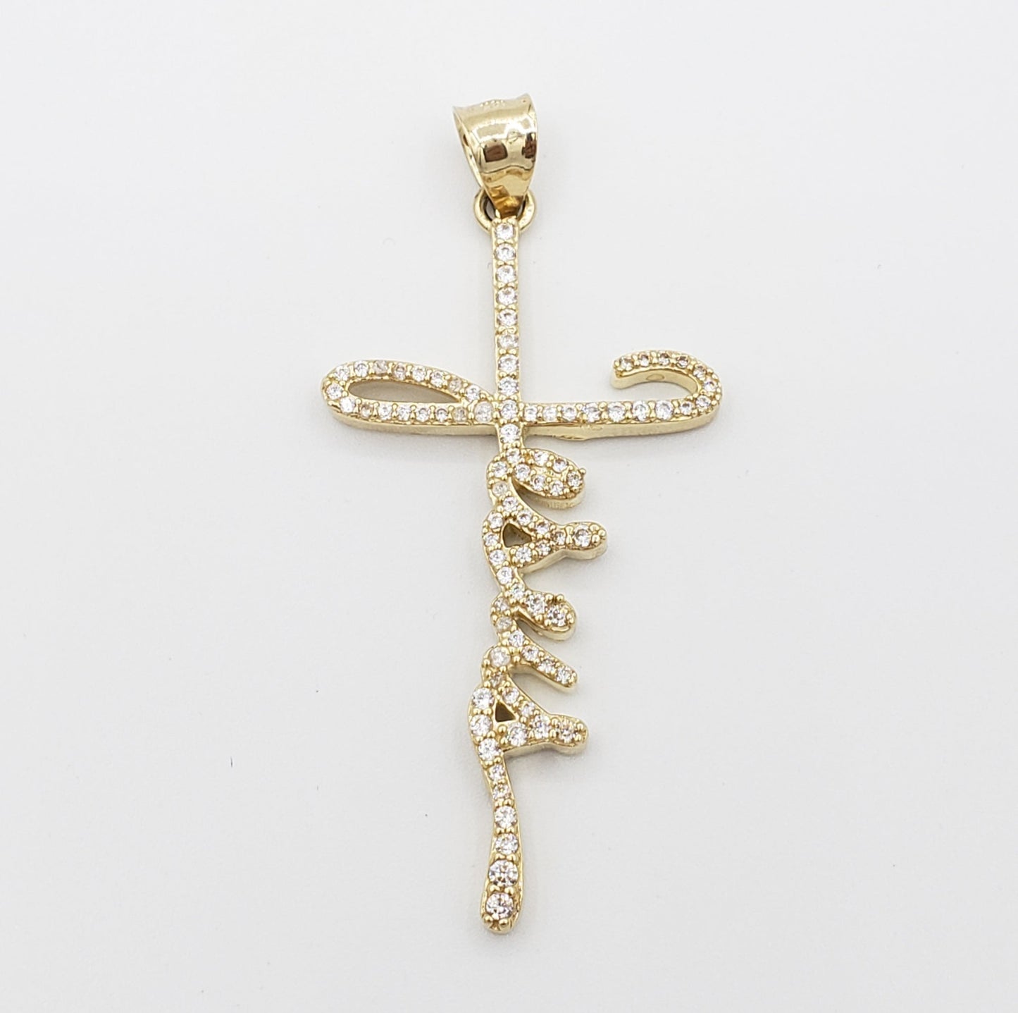 14K Gold- "JESUS" Cross Pendant