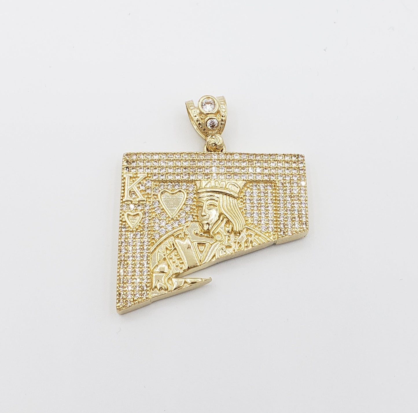14K Gold- King Card Pendant