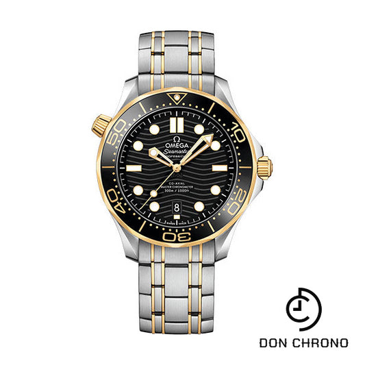 Omega Seamaster Diver 300M Co-Axial Master Chronometer Watch - 42 mm Steel And Yellow Gold Case - Unidirectional Bezel - Black Ceramic Dial - 210.20.42.20.01.002