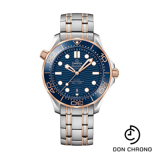 Omega Seamaster Diver 300M Co-Axial Master Chronometer Watch - 42 mm Steel And Sedna Gold Case - Unidirectional Bezel - Blue Ceramic Dial - 210.20.42.20.03.002