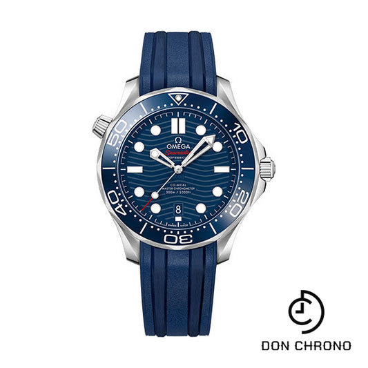 Omega Seamaster Diver 300M Co-Axial Master Chronometer Watch - 42 mm Steel Case - Unidirectional Bezel - Blue Ceramic Dial - Blue Rubber Strap - 210.32.42.20.03.001
