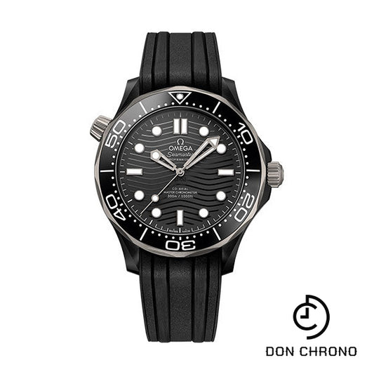 Omega Seamaster Diver 300M Co-Axial Master Chronometer Watch - 43.5 mm Black Ceramic Case - Unidirectional Bezel - Black Ceramic Dial - Black Rubber Strap - 210.92.44.20.01.001
