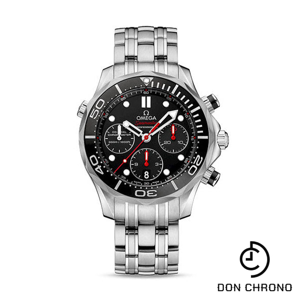 Omega Seamaster Diver 300 M Co-Axial Chronograph Watch - 44 mm Steel Case - Unidirectional Bezel - Black Dial - 212.30.44.50.01.001