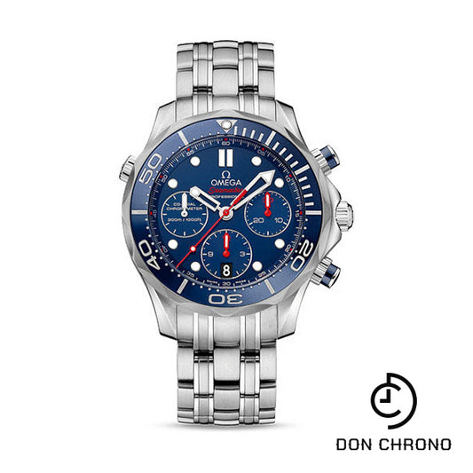 Omega Seamaster Diver 300 M Co-Axial Chronograph Watch - 44 mm Steel Case - Unidirectional Bezel - Blue Dial - 212.30.44.50.03.001