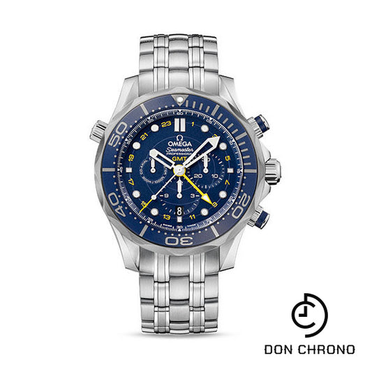 Omega Seamaster Diver 300 M Co-Axial GMT Chronograph Watch - 44 mm Steel Case - Matt Blue Ceramic Bezel - Matt Blue Dial - 212.30.44.52.03.001