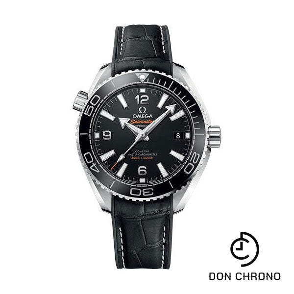 Omega Planet Ocean 600M Co-Axial Master Chronometer Watch - 39.5 mm Steel Case - Unidirectional Black Cermaic Bezel - Black Dial - Black Leather Strap - 215.33.40.20.01.001