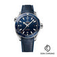 Omega Planet Ocean 600 M Omega Co-axial Master Chronometer Watch - 43.5 mm Steel Case - Unidirectional Blue Ceramic Bezel - Blue Ceramic Dial - Blue Leather Strap - 215.33.44.21.03.001