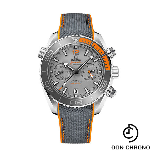 Omega Planet Ocean 600 M Omega Co-axial Master Chronometer Chronograph Watch - 45.5 mm Titanium Case - Unidirectional Grey Silicon Nitride Ceramic Bezel - Grade 5 Titanium Dial - Grey Structured Rubber Strap - 215.92.46.51.99.001