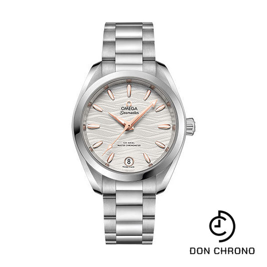 Omega Seamaster Aqua Terra 150M Co-Axial Master Chronometer Watch - 34 mm Steel Case - Waved Silvery Dial - 220.10.34.20.02.001