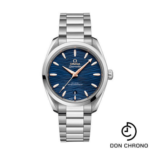 Omega Seamaster Aqua Terra 150M Co-Axial Master Chronometer Ladies Watch - 38 mm Steel Case - Waved Blue Dial - 220.10.38.20.03.002